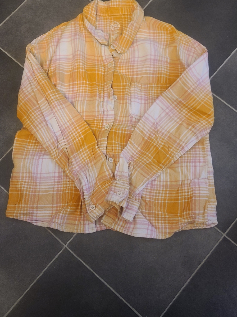 wonder nation Yellow and White Plaid Button-Down Shirt